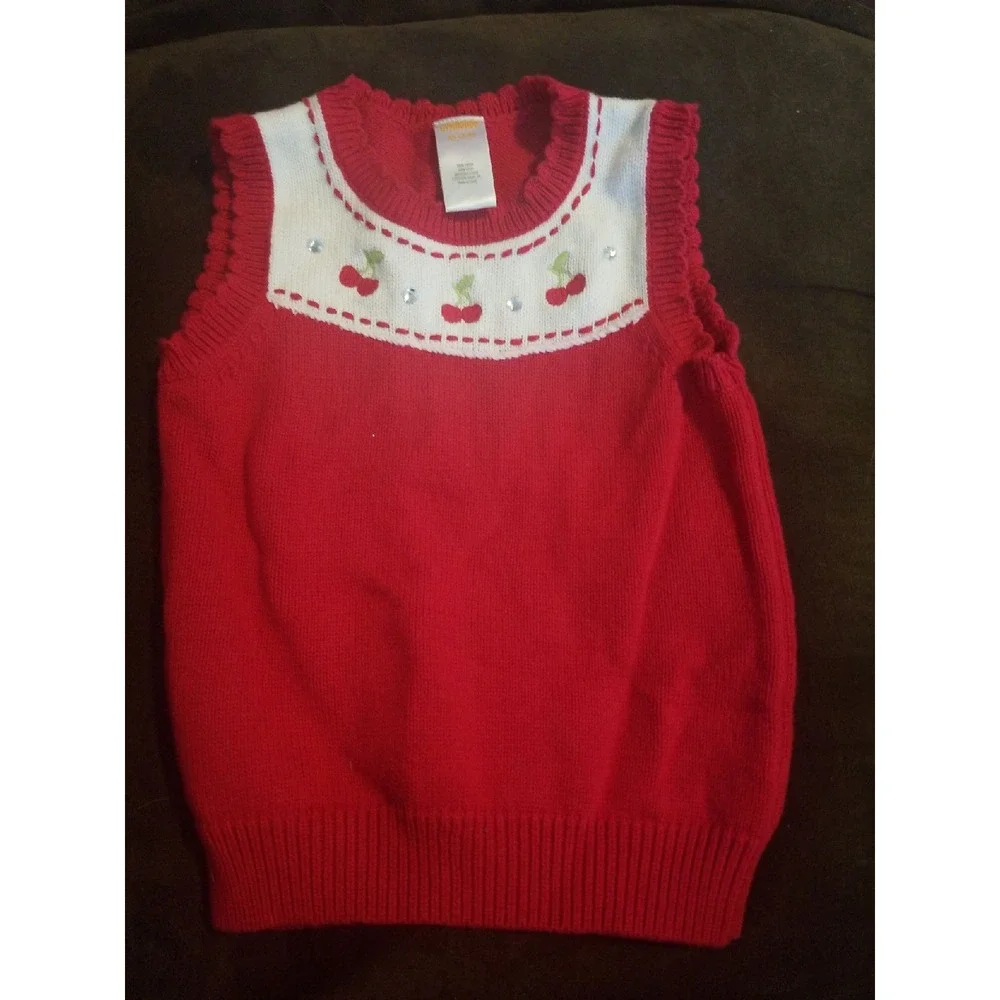 Gymboree cherry cute sweater vest 3 4 XS‎